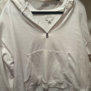 American Eagle White Half-Zip Hoodie